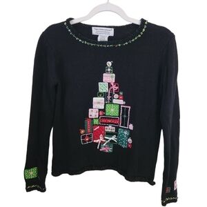 Tiara International Embroidered Ugly Christmas Sweater Size S